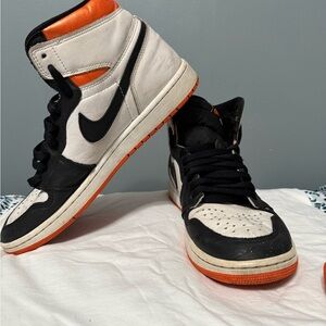 Nike Black and Orange High-Top Sneakers